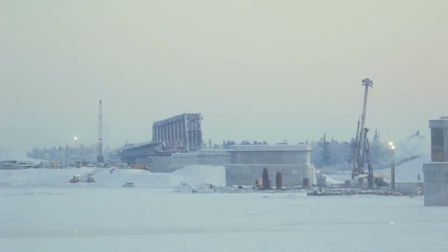 Panorama Construction of the City in Urengoy in Russia