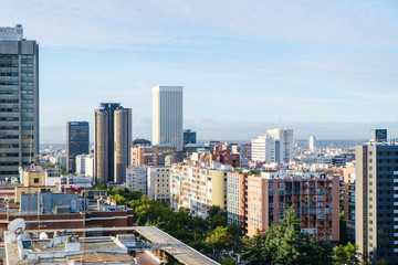 Fototapeta na wymiar Madrid panoramic arial view from rooftop