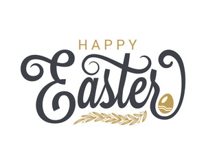 Easter Vintage Lettering On White Background