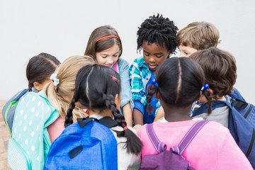 Group of kids standing on school terrace