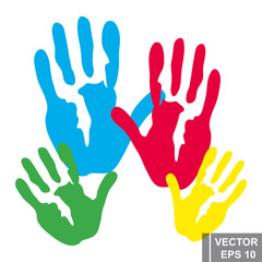 Set. Handprints. Multicolored. A lot of. For your design.