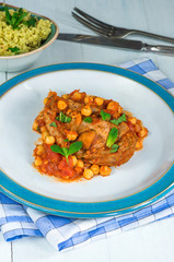 Harissa lamb chops with chickpeas and minted couscous