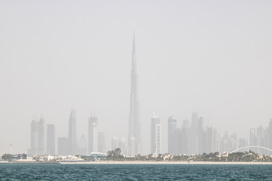 Panoramic view of Dubai city from the sea
