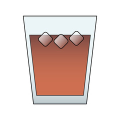 dark beverage in glass with ice icon image vector illustration design