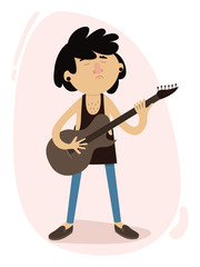 Rock musician with a guitar. star