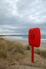 Life ring at Waters of Philorth beach, Fraserburgh, Scotland