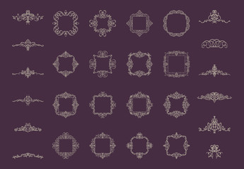 Wicker lines and old decor elements in vector.