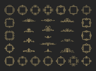 Wicker lines and old decor elements in vector.