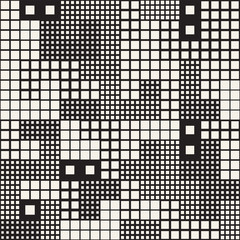 Modern Stylish Halftone Texture With Random Size Squares. Vector Seamless Pattern.