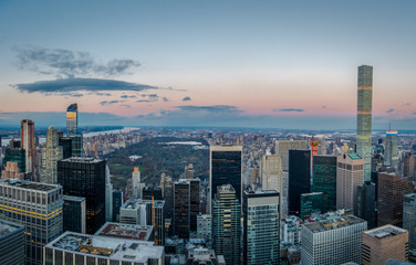 Fototapeta na wymiar Panoramic aerial view of Manhattan and Central Park at sunset - New York, USA
