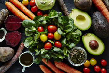 fresh organic salad scene variety of ingredients