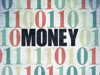 Finance concept: Money on Digital Data Paper background