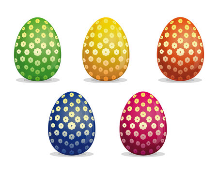 Flower pattern on Easter eggs. Easter eggs vector icon isolated on white background. Easter eggs for Easter holidays design