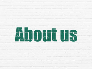 Obraz premium Business concept: About us on wall background