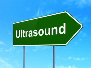 Healthcare concept: Ultrasound on road sign background