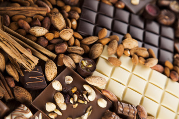 Cinnamon, Dark chocolate with milk and candy sweet