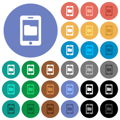 Smartphone data storage round flat multi colored icons