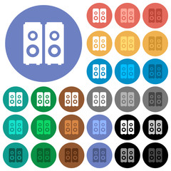Speakers round flat multi colored icons
