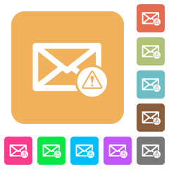 Mail warning rounded square flat icons