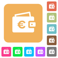 Euro wallet rounded square flat icons