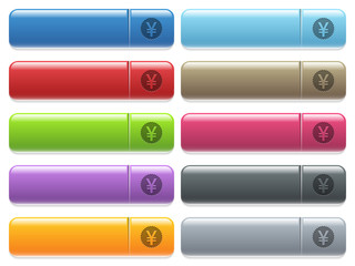 Yen sticker icons on color glossy, rectangular menu button