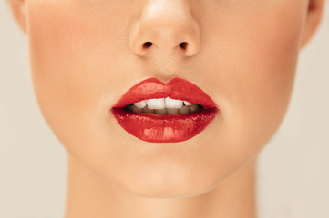 Beautiful lips of a young woman