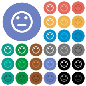 Neutral emoticon round flat multi colored icons