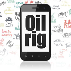 Manufacuring concept: Smartphone with Oil Rig on display