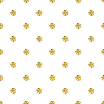 Seamless Gold Dot  Glitter Pattern On White Background