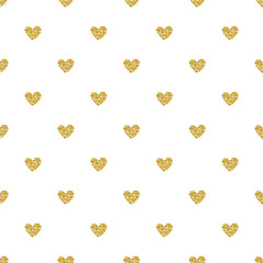 seamless pink heart glitter pattern on white background