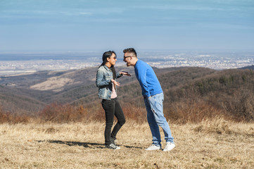 Young couple enjoy springtime