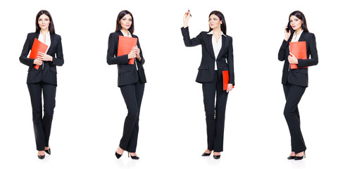 Fototapeta premium Set of beautiful, attractive businesswoman isolated on white. Business, career success concept.