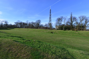 Fototapeta na wymiar A mobile phone mast on a spring day in the UK