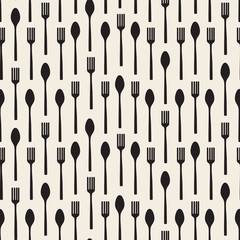 seamless monochrome kitchen tools pattern background