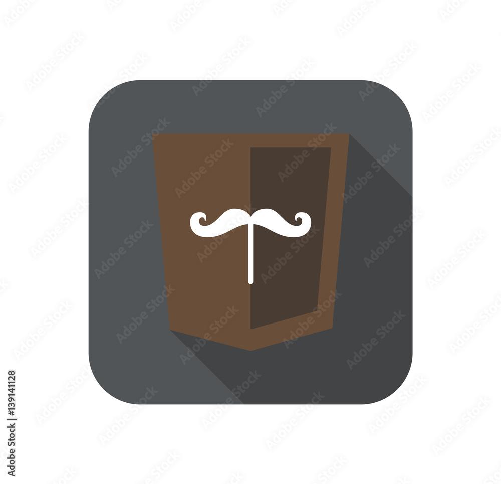 Wall mural web development shield sign isolated mustache icon on grey badge with long shadow