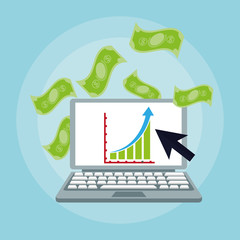 computer with online shopping or e commerce related icons image vector illustration design 