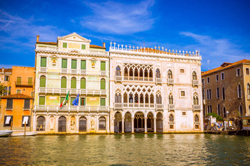 Panoramic view of famous Grand Canal in Venice, Italy