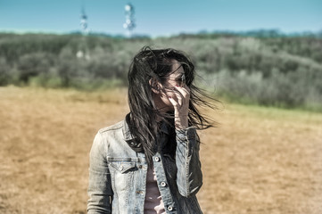 Girl on windy day