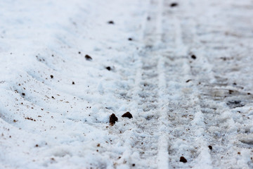 trace of the tread on snow machines.