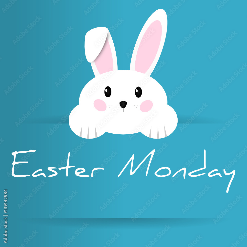 Wall mural easter monday - easter rabbit - blue background