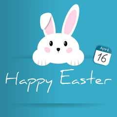 happy easter -  april 16yth 2017 - easter rabbit - blue background