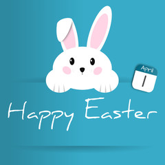 happy easter- april 1st 2018 - easter rabbit - blue background