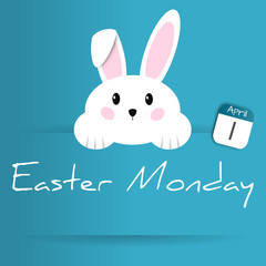 esater monday- april 1st - easter rabbit - blue background