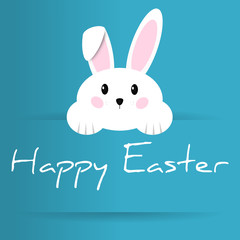 happy easter - easter rabbit - blue background