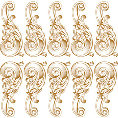 Golden vintage baroque ornament, corner. Retro pattern antique style acanthus. Decorative design element filigree calligraphy vector. - stock vector
