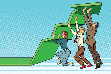 Business team lift up growth chart