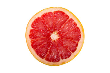 Grapefruit isolated on white background. Round slice of fresh fruit.