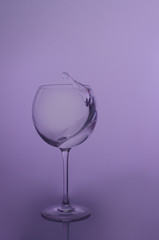 Water splash in round glass