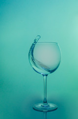 Water splash in round glass