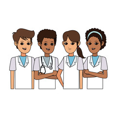 Obraz premium group of young medical doctors icon image vector illustration design 
